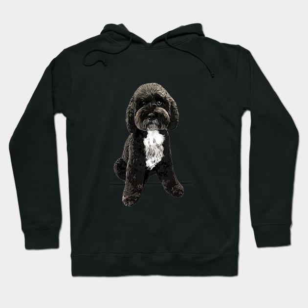 Cockapoo Cavapoo Black with White Puppy Dog Hoodie by ElegantCat